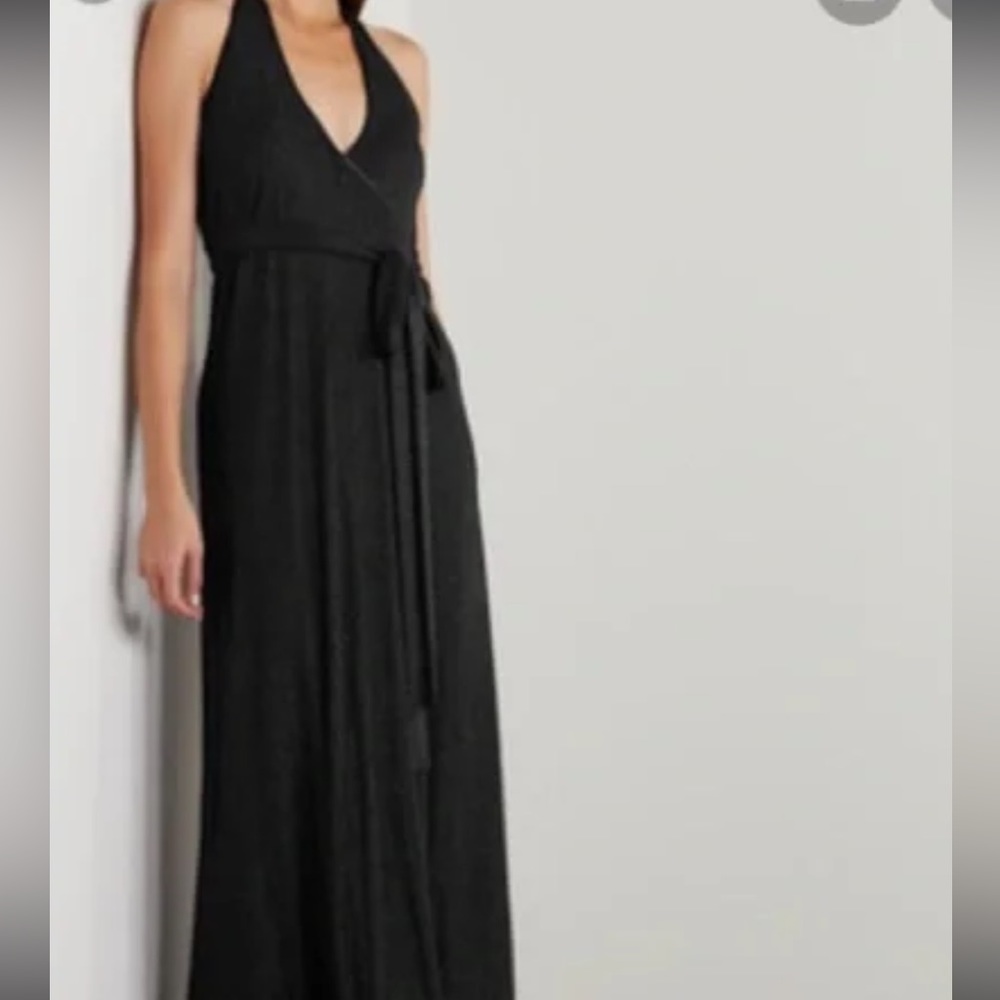NWT Marika Vera Black Metallic Full Length Evening Dress from Net-a-Porter